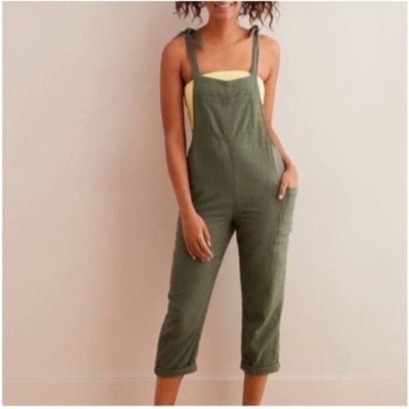 Aerie Slouchy Ankle Green Lightweight Tencel Overalls - Picture 6 of 6